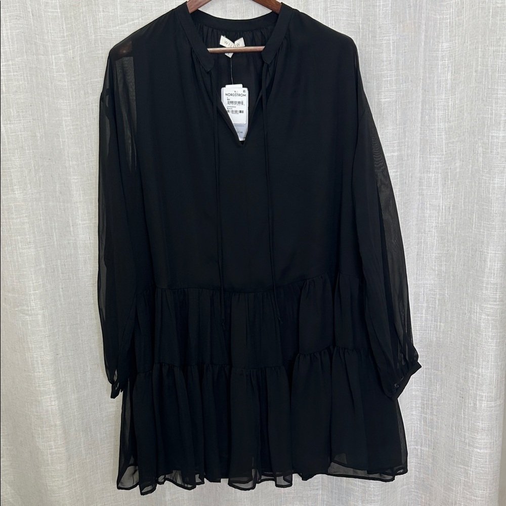 Willow Black Tiered Long Sleeve Tunic Dress Size Large Brand New W/Tags